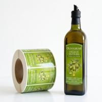 Rouleaux d'étiquettes personnalisées, imperméables, résistantes à l'huile, autocollantes en vinyle laminé pour l'emballage de bouteilles d'huile d'olive