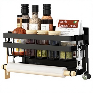 Étagère de cuisine gain de place pour assaisonnements, support robuste pour armoire, étagères flottantes, <span class=keywords><strong>rangement</strong></span> d'<span class=keywords><strong>épices</strong></span>, support métallique réglable à double niveau - Product Image 1