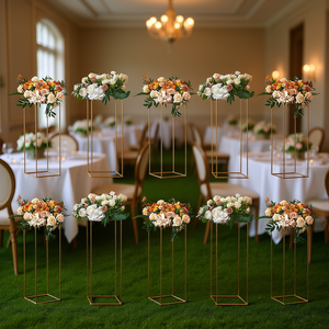 10 Piezas de Soporte Rectangular Dorado de Metal de 31.5 Pulgadas de Alto para Exhibición Floral, Centro de Mesa para Bodas, Decoración Geométrica para Floreros - Product Image 2