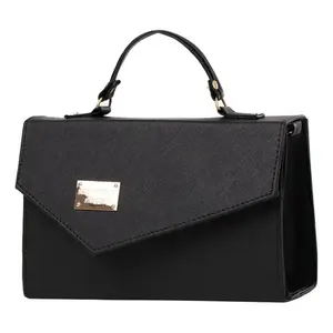 Bolso cruzado negro para mujer Fana, de piel sintética, con placa metálica, para todas las estaciones - Product Image 1
