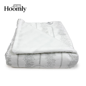 Couverture réversible <span class=keywords><strong>en</strong></span> <span class=keywords><strong>flanelle</strong></span> polaire Hoomly, motif floral vintage français, blanche, chaude, douce et confortable, pour toutes les saisons, pour la maison, le <span class=keywords><strong>lit</strong></span>, le canapé - Product Image 3