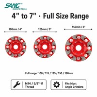 Alat Gerinda Beton SANG Arrow Segments, Roda Gerinda Berlian 4-7 Inch untuk Mesin Gerinda Sudut, Penghilang Lapisan
