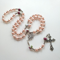 Collier chapelet catholique en perles d'imitation de haute qualité 2023, plaqué argent antique, fait main, pour mariage