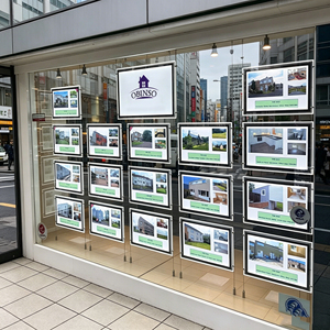 Affiche publicitaire recto-verso format A3, panneau magnétique en acrylique, <span class=keywords><strong>agence</strong></span> <span class=keywords><strong>immobilière</strong></span>, boîte lumineuse LED pour vitrine - Product Image 1
