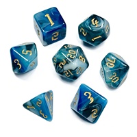 Lot de 7 dés polyédriques en acrylique bleu tourbillonnant pour jeux de rôle (Dungeons & Dragons)