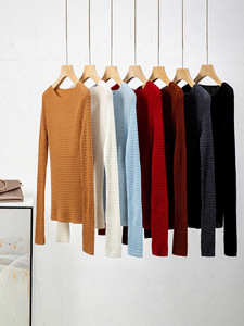 เสื้อสเวตเตอร์ไหมพรมขนสัตว์แท้ 100% แขนยาว ทรงวาฟเฟิล สำหรับผู้หญิง แบบลำลอง รับผลิตตามสั่ง OEM&ODM - Product Image 3