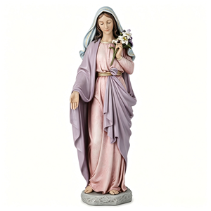 Estatua de la Virgen María con Ángeles y Rama de Olivo, Escultura Artística de Resina Pintada a Mano, Decoración <span class=keywords><strong>Religiosa</strong></span> para el Hogar, Iglesia, Católica, Música de Hadas - Product Image 1