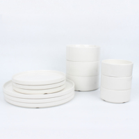 Ensemble de vaisselle en céramique pour 4 assiettes et bols empilables