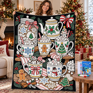 Couverture à colorier DIY de Noël, lavable et réutilisable, en flanelle, pour peinture familiale, motif personnalisé, cadeau pour enfants - Product Image 5