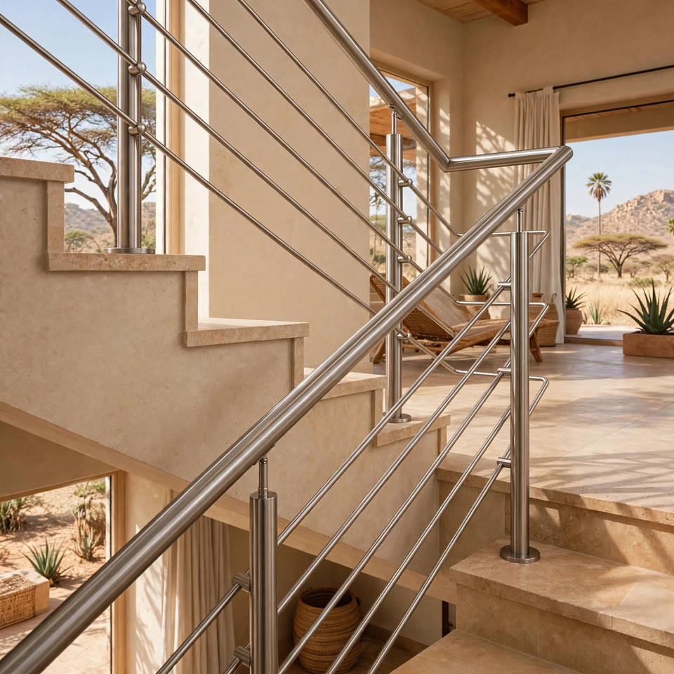 Rod Baluster Railing 304 Stainless Steel Stair Railing Post Baluster with 4 Rod Holders ...