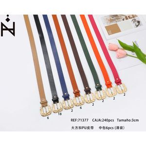 Cintura in pelle PU con fibbia grande, larghezza 3 cm, diversi colori, per donna, cinture alla moda - Product Image 1