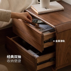 Solid Wood Nightstand <b>Black</b> Walnut 450x350x470mm Storage Bedroom Furniture - Product Image 2