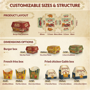 Custom Disposable Clamshell Burger Box Fast Food Packaging Chicken Fries Takeout Paper Container - Product Image 4