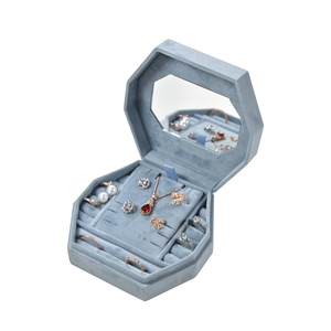 Taimy petite boîte à bijoux bleu Mini voyage étui à bijoux Portable velours bijoux bague boîte porte-boucle d'oreille pour femmes bijoux Pack - Product Image 6