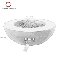 Brasero d'extérieur en béton GRC GFRC, table de feu ronde de 42'' avec clôture en verre