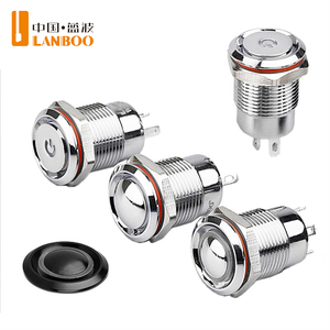 Lanjoo simbol listrik 12mm sakelar tombol tekan Mini. Menempel/sesaat. LED merah, hijau, biru, kuning, putih. Tegangan 5-24v - Product Image 3