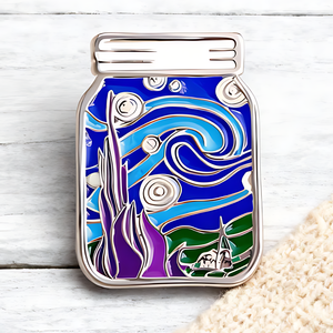 Nouvelle collection : Émail antique Van Gogh Nuit étoilée en alliage de zinc plaqué nickel noir – Souvenir créatif pour artistes, mode, sport et amour - Product Image 1