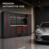 Suite d'armoires de garage modulaires en acier avec chariot à outils mobile et casiers muraux OEM pour garages modernes