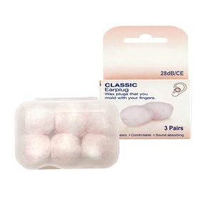 3 paires de <span class=keywords><strong>bouchons</strong></span> d'oreilles roses CE-SNR28dB, emballage personnalisé en boîte de couleur, protection auditive imperméable en coton ciré, <span class=keywords><strong>bouchons</strong></span> d'oreilles pour dormir et nager - Product Image 1