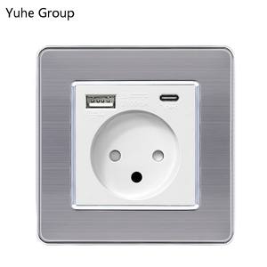 Enchufe de Pared Cuadrado Integrado con Panel Táctil de Acero Inoxidable Israelí, 1 Salida, 16A, IP20, con Interruptor - Product Image 3