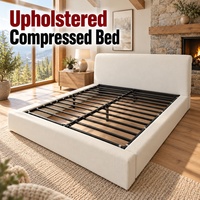 Cadre de lit rembourré compressé pour chambre à coucher avec tête de lit capitonnée et rails de support en métal noir pour la vente en gros OEM ODM