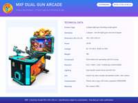 Simulateur de tir à monnayeur avec écran HD et pistolet métallique pour jeu d'arcade