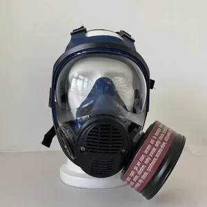 Hete Verkoop Donkerblauw Herbruikbare Persoonlijke Beschermende Full Face Gasmasker Met Enkel Filter