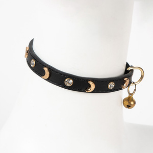 Adjustable Genuine Leather Pet <b>Collar</b> with Bell, Durable Metal Buckle Neck Strap for <b>Small</b> <b>Dogs</b> and Cats - Product Image 2