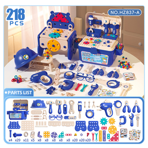 Ensemble d'outils pour enfants 218Pcs Kits Boîte à outils avec casques et perceuses Faire semblant de jouer Kits de construction pour enfants de 3 ans et plus Ensemble d'outils pour tout-petits - Product Image 2
