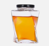 150ml 360ml Stoples Kaca Kosong Bentuk Unik untuk Kemasan Madu 500g dengan Tutup