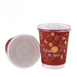 Taza de café de papel de café de doble pared impresa desechable de 8 oz