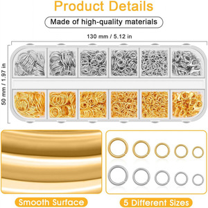 Jump Ring <b>DIY</b> Jewelry Making Supplies 1200pcs Gold Silver Mixed Metal Open Rings Pliers Tweezers Necklace Making <b>Kit</b> - Product Image 5