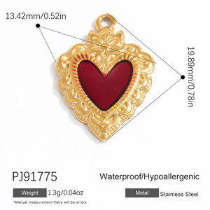 จี้กันน้ำแบบกำหนดเองได้ จำนวนมาก ชุบทอง 14k 18k สแตนเลสสตีล 316L รูปหัวใจสไตล์โกธิค สำหรับทำเครื่องประดับ - Product Image 6
