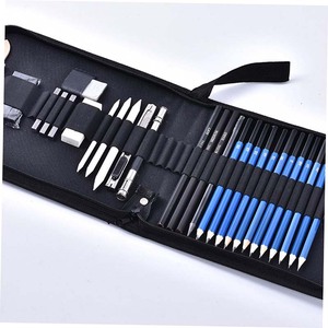 LISI Kit de 33 pièces Trousse de voyage portable en bois à fermeture éclair pour le <span class=keywords><strong>dessin</strong></span> Kit de crayons de charbon de bois Artistes débutants Adultes - Product Image 4