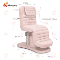 Lit de cils électriques ergonomiques en mousse à mémoire de forme rose incurvé pour salon de beauté pliable à hauteur réglable de luxe