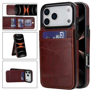 เคสหนังพรีเมียมแบบพับได้ สำหรับ <span class=keywords><strong>iPhone</strong></span> 17 <span class=keywords><strong>Pro</strong></span> <span class=keywords><strong>Max</strong></span> 16 15 14 13 <span class=keywords><strong>12</strong></span> 11 พร้อมช่องใส่บัตรเครดิต ตัวล็อคแม่เหล็ก และขาตั้งป้องกัน - Product Image 1