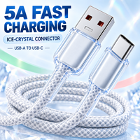 Câble de charge rapide USB-A vers USB-C 5A Ice Crystal avec connecteur renforcé et gaine en nylon tressé – Vente en gros