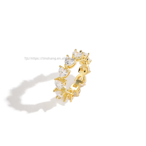 Bague en cuivre et zircon en forme de cœur, 5 mm, bague d'amour en zircon, bague pour l'index pour femme - Product Image 5