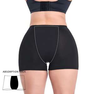 Braguitas menstruales de bambú negro 2XL para mujer, talla grande, de 4 capas, para flujo abundante, alta cobertura, cintura alta elástica - Product Image 1