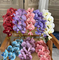Orchidées Phalaenopsis Artificielles en Gros, 9 Pièces, Orchidées Phalaenopsis Imprimées en 3D, Réalistes au Toucher, 95 cm, Fleurs Décoratives pour Mariage et Noël