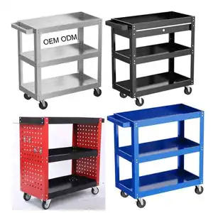 3 Shelf Mechanical Tool Cart Workshop Cart 3 Layer Mechanic Metal Tool Trolley Cart With Drawer Wheels