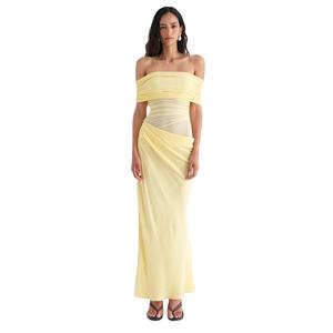 Etiqueta privada Personalización Sin tirantes Tejido Corpiño Capucha Cintura Hombro Maxi Vestido Damas OEM ODM Ropa elegante - Product Image 1