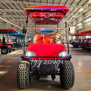 รถกอล์ฟไฟฟ้า ZOWN 4 ที่นั่ง สีแดง พร้อมหลังคา LED และยางสำหรับขับขี่ออฟโรด - Product Image 1