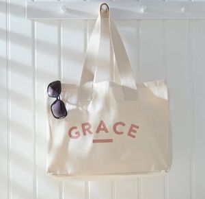 Bolsa de lona unisex Weekender de algodón con asa de letra reforzada logotipo personalizado regalo de compras perfecto para mujeres y hombres - Product Image 5