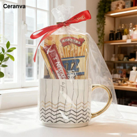 Vaisselle en porcelaine à poignée dorée personnalisable avec logo, écologique, sans danger pour les aliments, compatible lave-vaisselle et micro-ondes, design nordique, réutilisable – Vente chaude