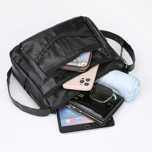 Bolso Bandolera de Mujer, Nuevo Estilo, Gran Capacidad, Cuero Suave, Cierre de Cremallera Horizontal Cuadrado, Uso Diario, Negro/Marrón - Product Image 5