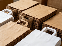 Sac cadeau en papier kraft imprimé sur mesure avec poignées, recyclable, pour les courses, les plats à emporter, les fêtes, vente en gros