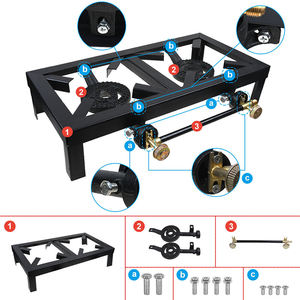 Cuisinière portable à gaz <span class=keywords><strong>propane</strong></span> à 2 brûleurs avec tuyau régulateur et tête <span class=keywords><strong>de</strong></span> brûleur <span class=keywords><strong>de</strong></span> barbecue pour le camping et la randonnée - Product Image 4