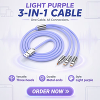 Kabel Pengisian Daya USB 3 in 1 Pengisian Cepat Sinkronisasi Data untuk Perangkat iPhone Android Micro USB Tipe C Penggunaan di Rumah Mobil Kantor