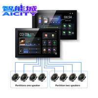 Panneau de commande intelligent pour maison connectée Tuya Android WiFi 10,1 pouces, passerelle à deux zones, lecture de musique, connexion de 8 haut-parleurs de plafond filaires